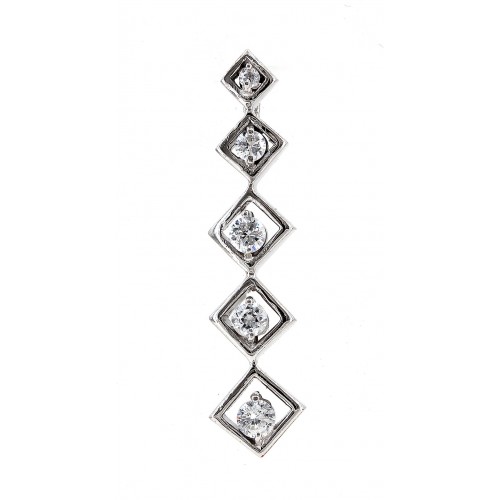 Necklace - Pendant - 925 Sterling Silver w/ CZ - 5-Diamond Shape - PT-PPT8751CL